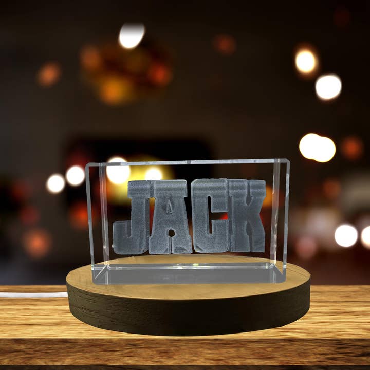 jack | Names Art 3D Engraved Crystal for wholesale by AB Crystal Collection