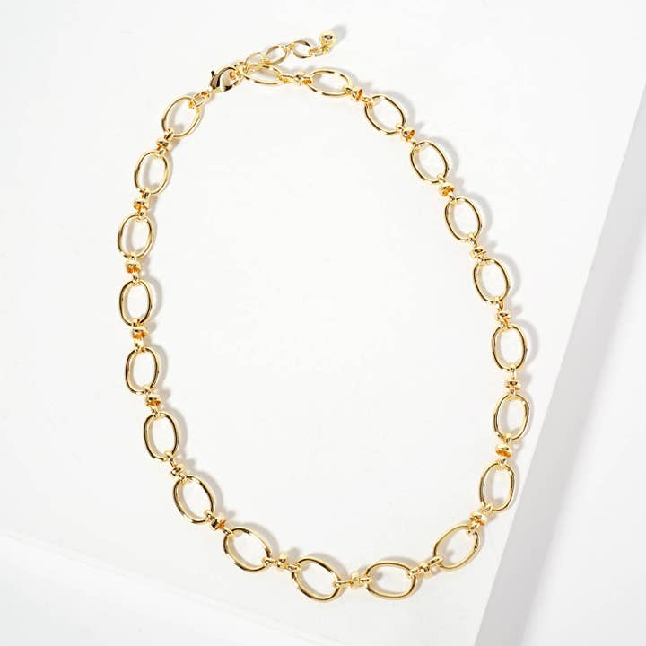 Collana a catena in ottone lucido a forma ovale da 15 mm per la vendita all'ingrosso da parte di Verita Lane