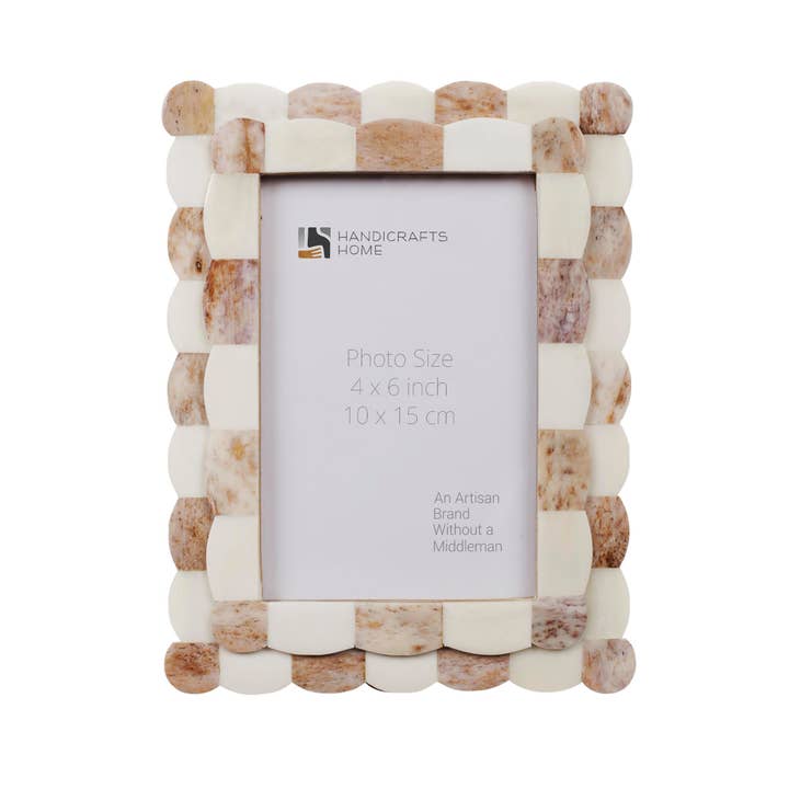 Handicrafts Home - Wholesale Picture Frame - Picture Frame Scalloped Art Brown & White, 4 sizes