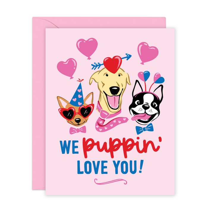 We Puppin' Love You | Pun Card for Dog Lovers for wholesale by Lucy Loves Paper
