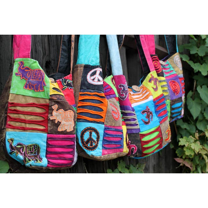 AW Artisan - Wholesale Crossbody Bag - Unisex - Hippie Style Ethnic Bags - Purple/spiral1