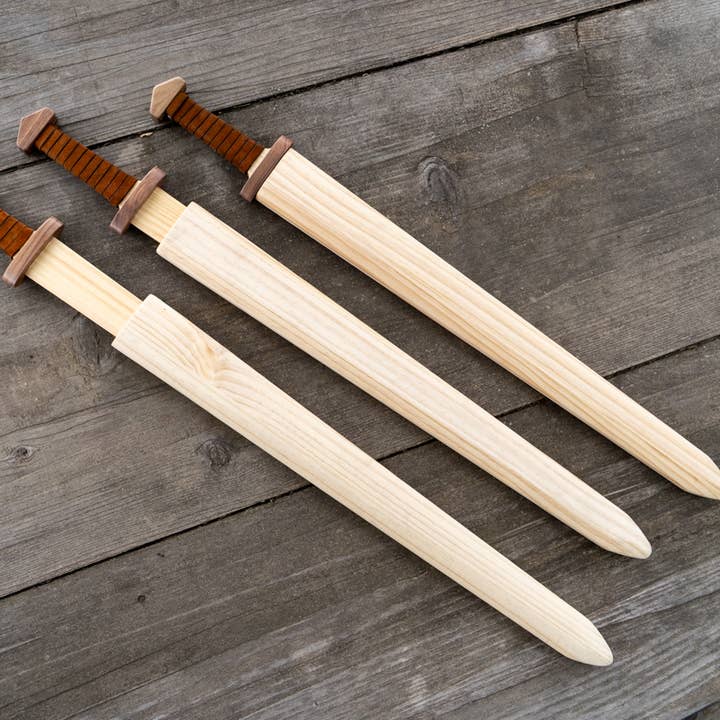 Raw Large Viking Sword Wooden Sheath With Wrapped Handle for wholesale by Backwoods Provisions