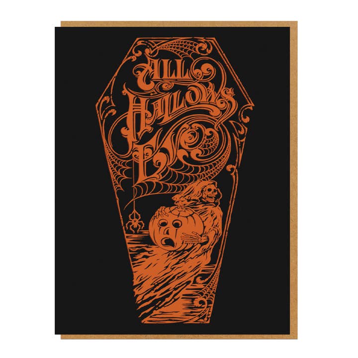 CARTE DE VŒUX NOIRE ALL HALLOWS EVE pour la vente par NicSon Creative