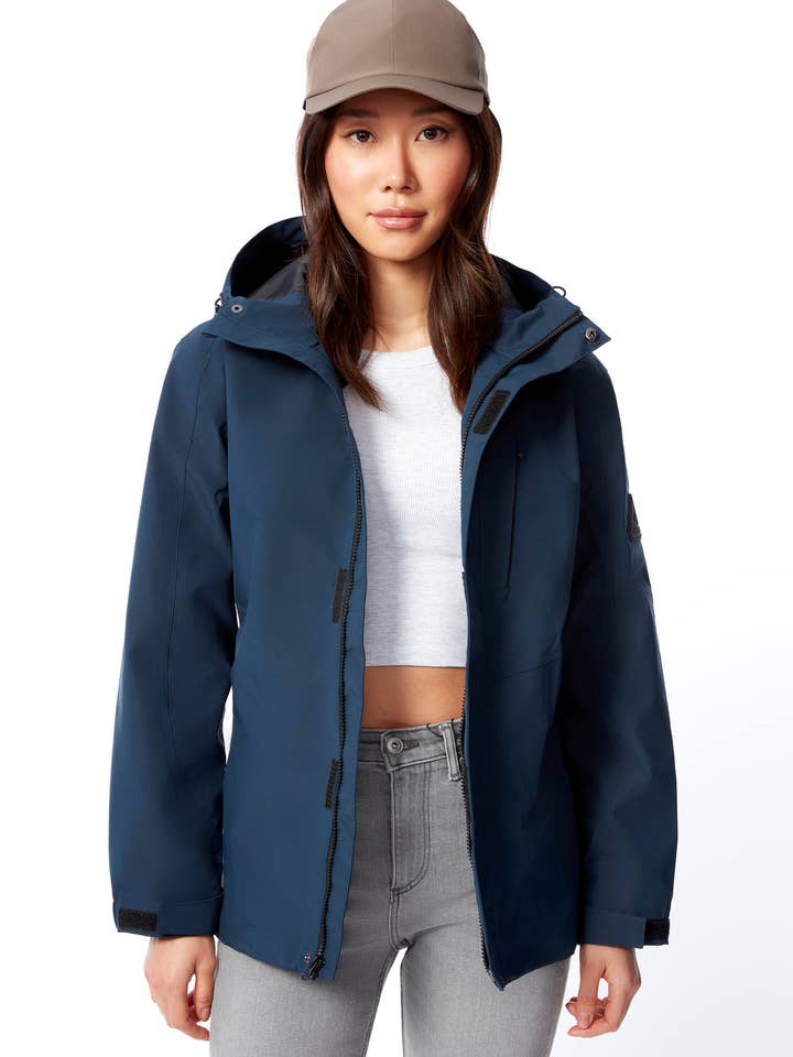 TAHSIS | WOMEN'S WATERPROOF RAIN JACKET, NAVY for wholesale by Alpine North US
