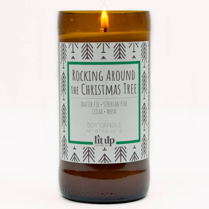 Lit Up Candle Co. - Wholesale Jar/Filled Candle - Rocking Around the Christmas Tree scented 8 oz. soy candles