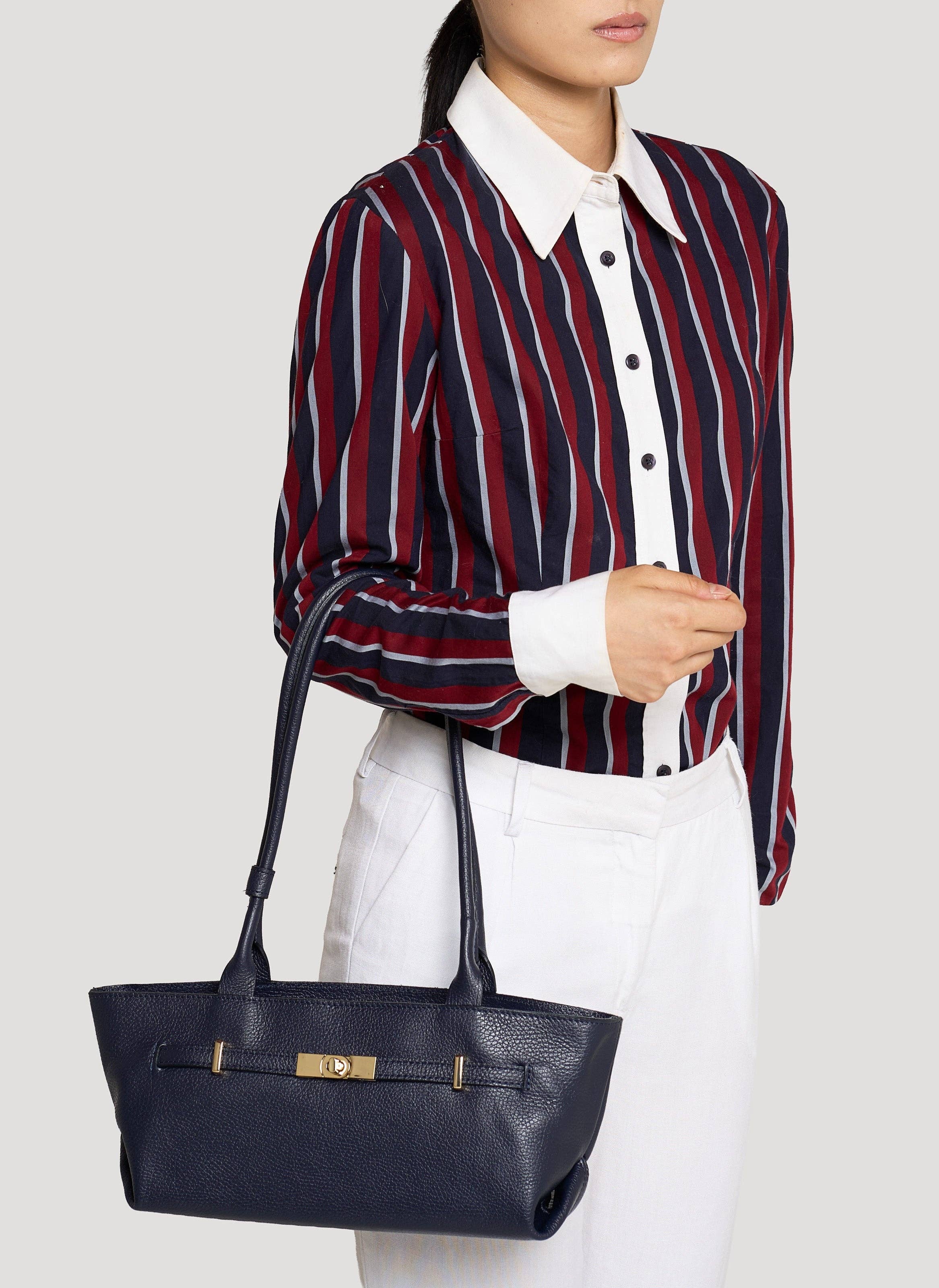 Prestige Milano - Wholesale Tote Bag - Women's - Lola Bag in Navy Blue Togo Leather6