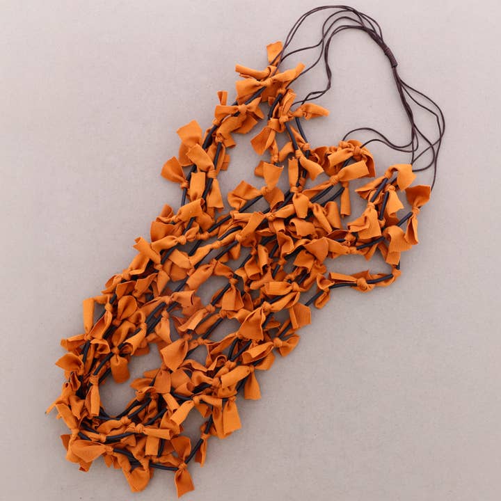 Sonata - Wholesale Snap Jewelry - Long Multi-Strand Fringe Fabric Necklace4