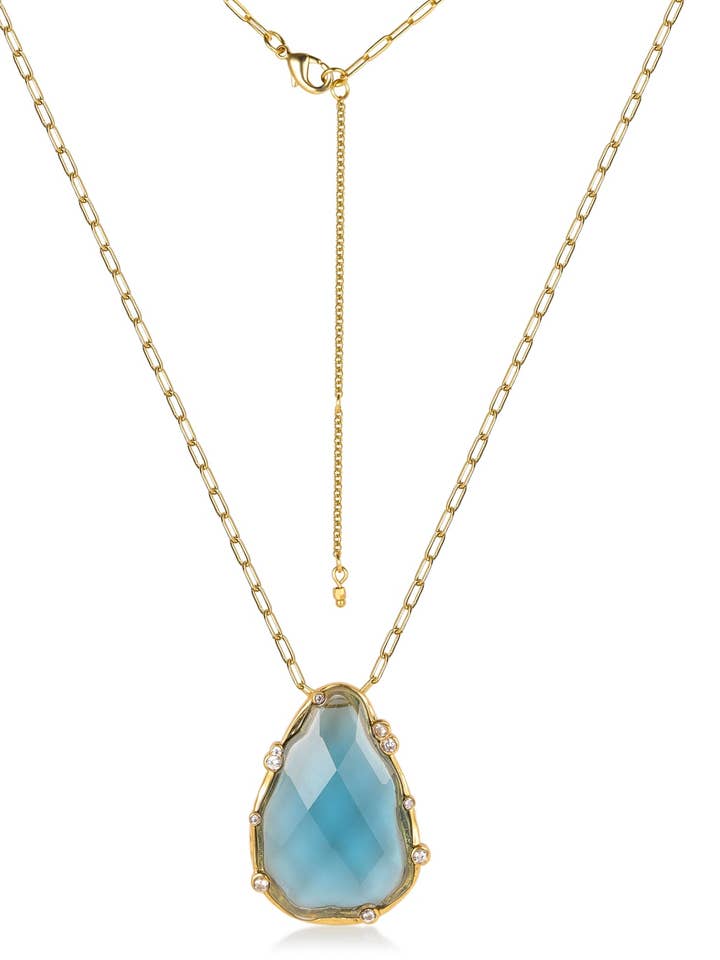 Colar Pendente Gemstone Azul por atacado de Rare Matters Jewelry