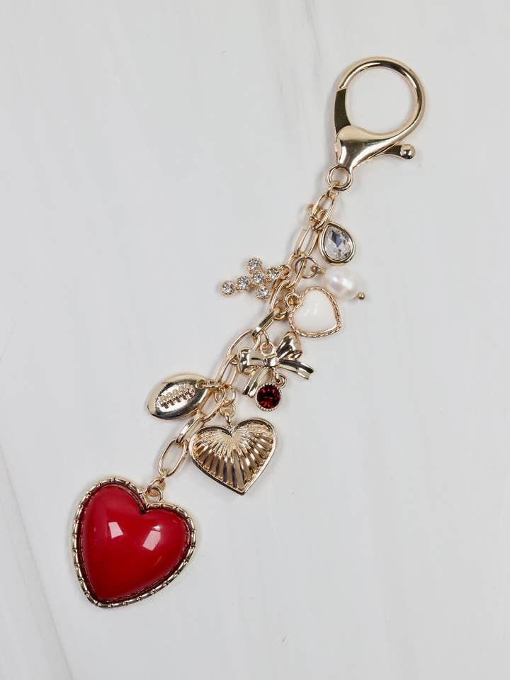 Sutton Bag Charm MAROON WHITE for wholesale by Caroline Hill