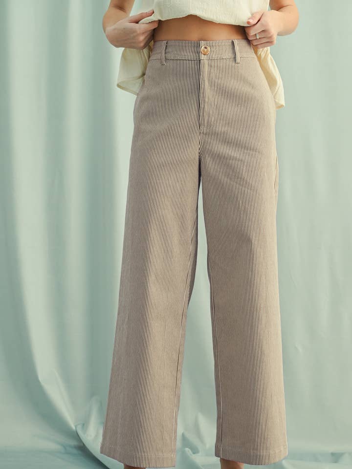 STRIPED WIDE-LEG PANTS / WL25-10838 for wholesale by Wishlist Apparel