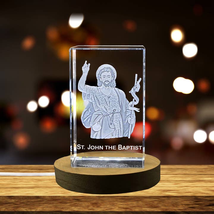 AB Crystal Collection – Objeto de mesa decorativo por atacado – Reconhecimento St. Escultura de Cristal Divino João Batista