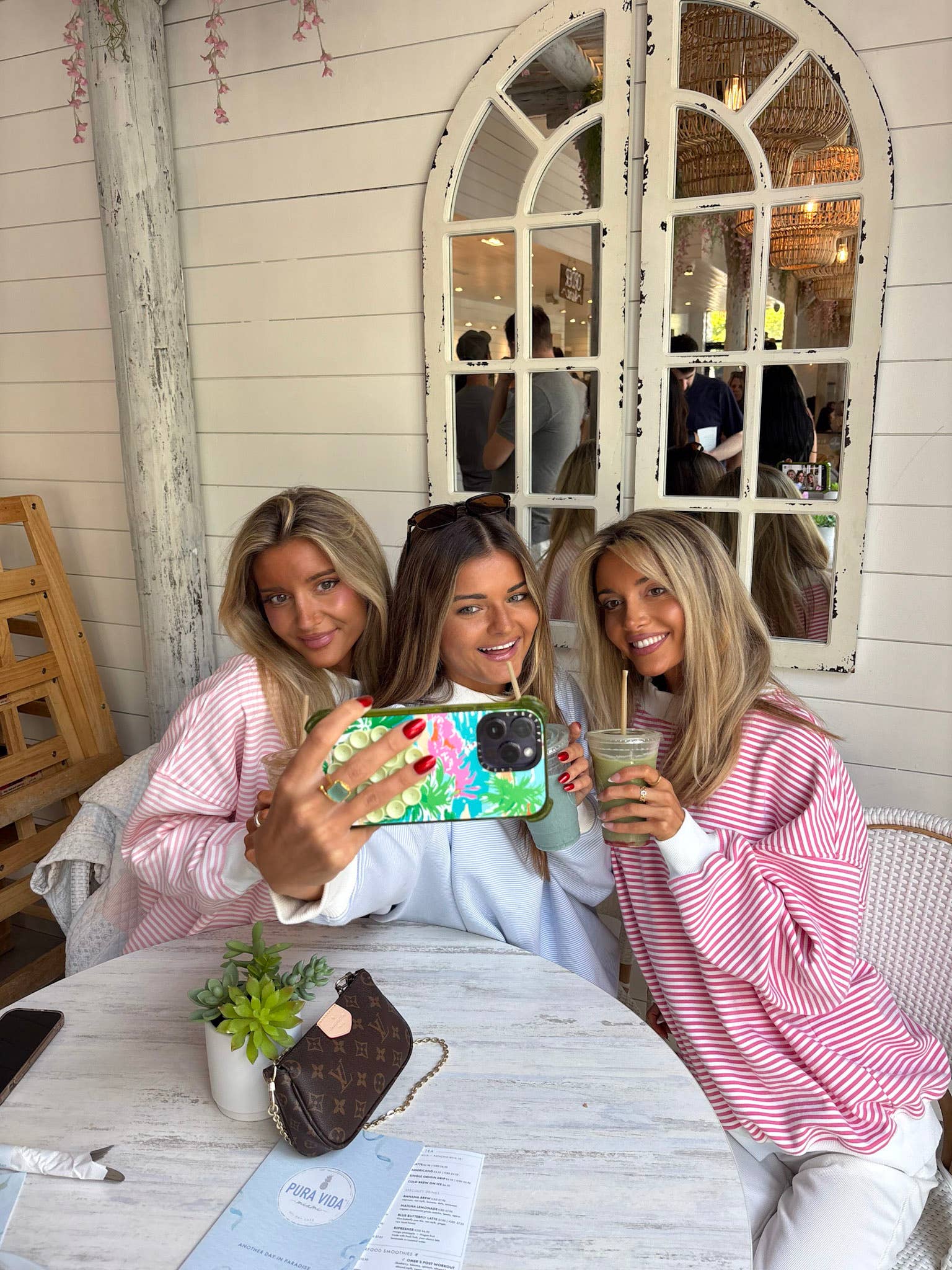 Blue and White Mini Striped Mockneck Sweatshirt for wholesale on Faire23