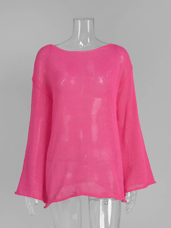 Hope & Sunshine - Wholesale Knit Top - Women's - Hollow Knit Bell Sleeve T-Shirt For Women9