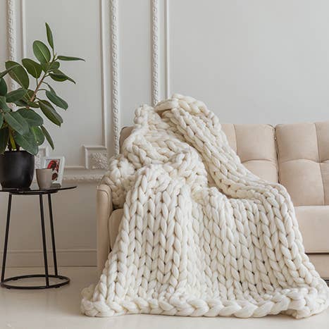 woolexperts – Manta para sofá por atacado – Cobertor gigante de tricô grosso 100% lã merino4