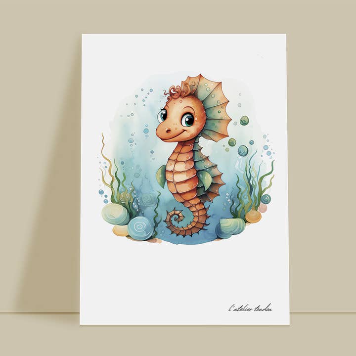 Décoration murale chambre bébé hippocampe - Thème marin pour la vente par L'atelier Toudou