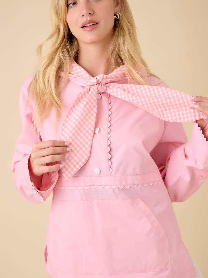 Windbreaker Jacket With Hoodie And Neck Tie Detail for wholesale by Main Strip