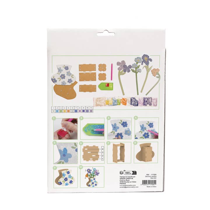 Graine Créative - Wholesale DIY Craft Kit - BLUE VASE AND FLOWERS KIT WITH RHINESTONES5