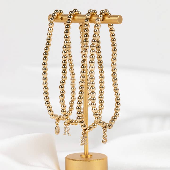 Sessori - Wholesale Charm/Dangle Bracelet - CZ Pave Letter Initial Stretch Bracelet26