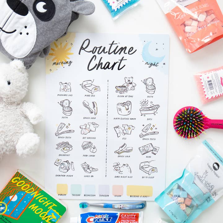 Children's Morning + Night Reusable Routine Chart for wholesale by Beyond Measure Boards