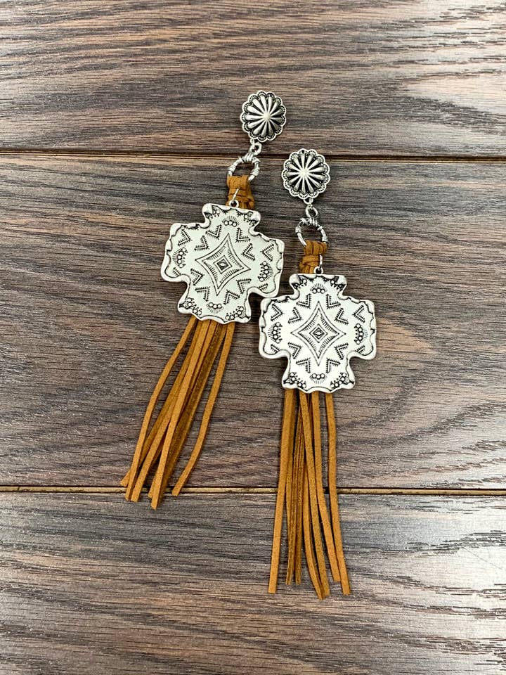 721693, Aztec Tassel Post Earrings for wholesale by ISAC Trading Inc