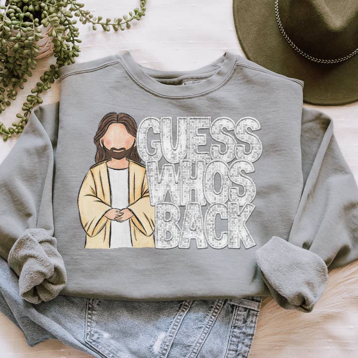 Guess Whos Back Comfort Colors Crew Fleece for wholesale by Dockery Corporation