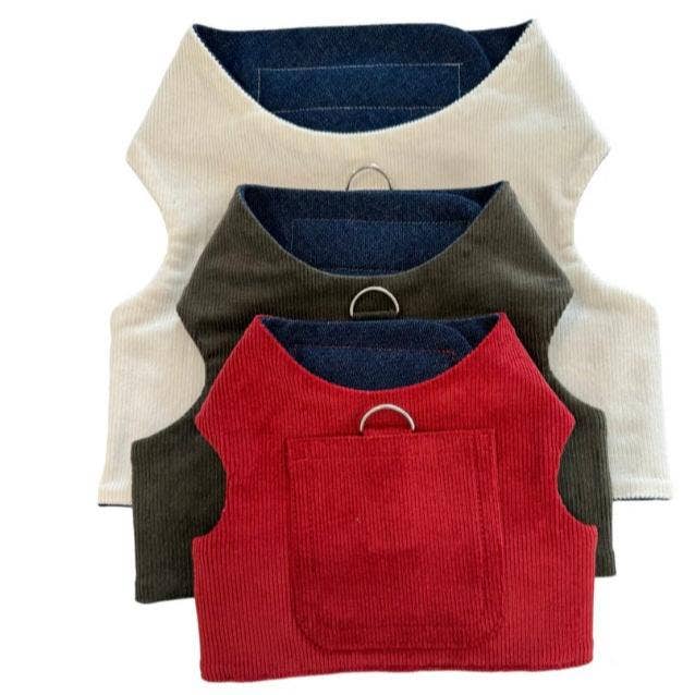 Harnais en velours côtelé pour la vente par Heads or Tails Pup