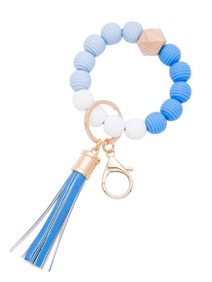 Silicon Beaded Tassel Bracelet Key Chain for wholesale by Artini Accessories