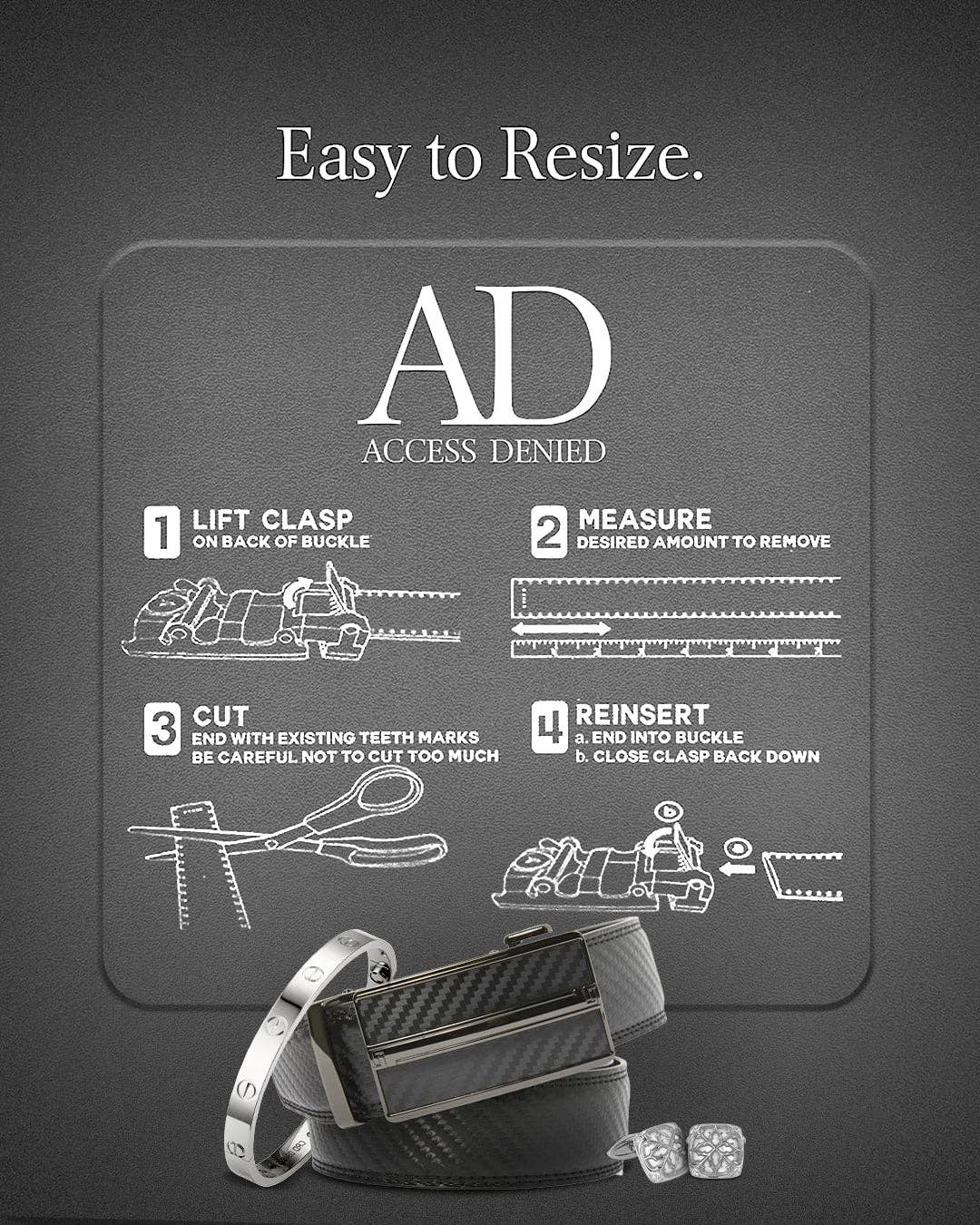 Access Denied Accessories - Venta al por mayor Cinturón - Hombre - Cinturones de Cuero con Trinquete para Hombre con Hebilla Deslizante Automática14