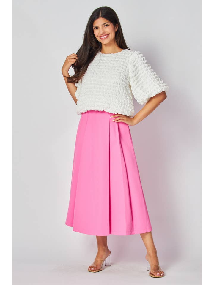 B I G H I T Fashion – Engroshandel Nederdel - Dame – Solid A-Line Midi Nederdel HS2689-PINK
