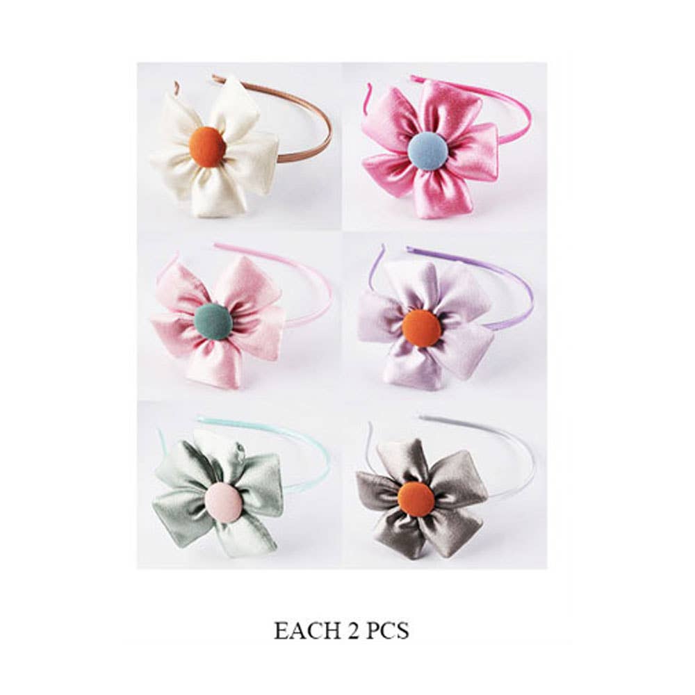 Sensibling Corp. – Engroshandel Pandebånd - Dame – 12 STK - Satinlignende Stofblomst Hårbøjle2