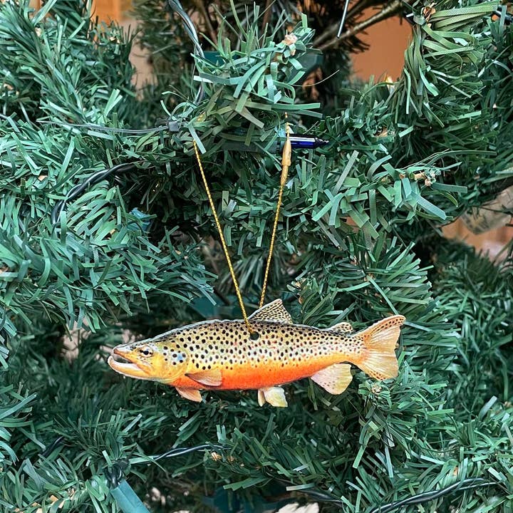 Brown Trout Fish Ornament, Christmas Fishing Ornament for wholesale by Reelistic Replicas