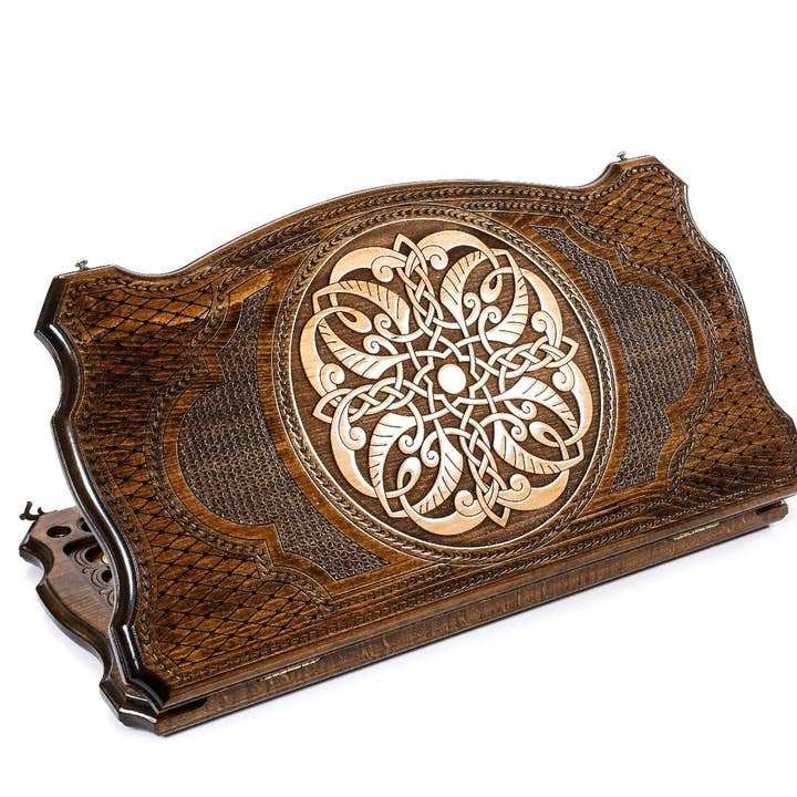 Backgammon con patrón de trenza ornamental con contorno de contorno con derechos de autor 24 «x 12" x 2» para venta al por mayor de Hrachya Ohanyan