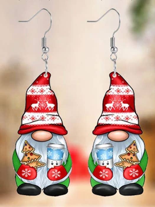 ( E305 ) CHRISTMAS ACRYLIC GNOME EARRING - GINGER BREAD for wholesale by Jewelry Max