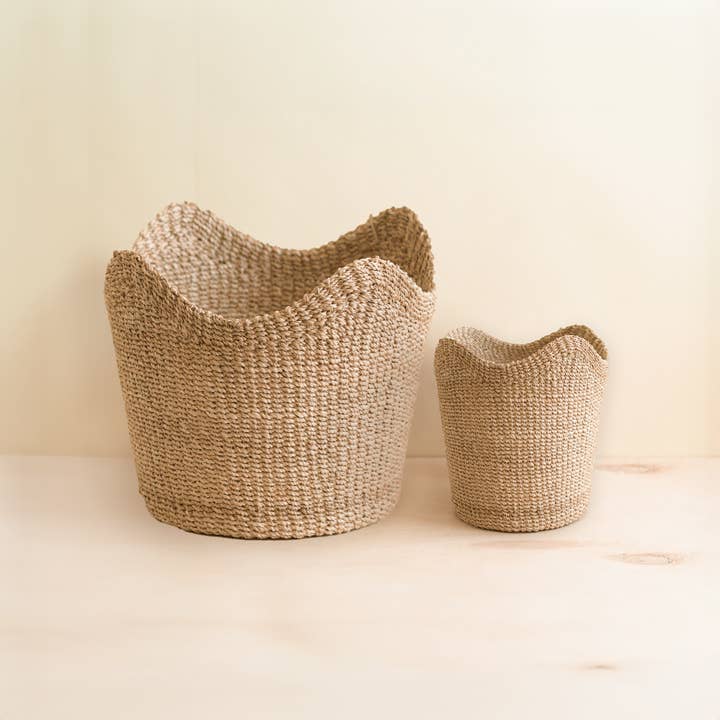 LIKHÂ - Wholesale Basket - Small Natural Scallop Basket - Abaca Woven Basket | LIKHÂ1