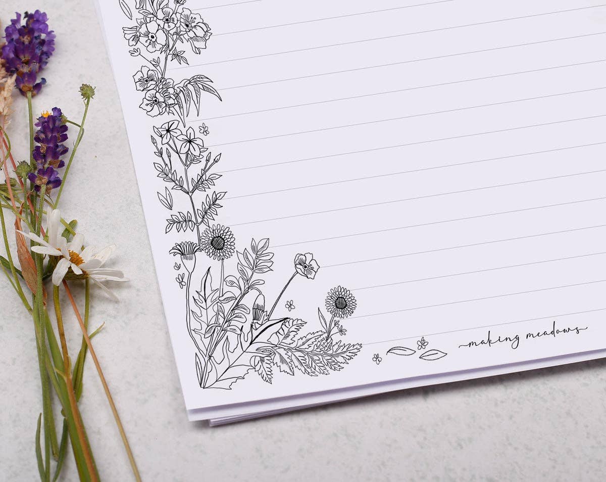 Making Meadows Ltd - Wholesale Letterhead - A4 writing paper with monochrome floral | Letter Paper1