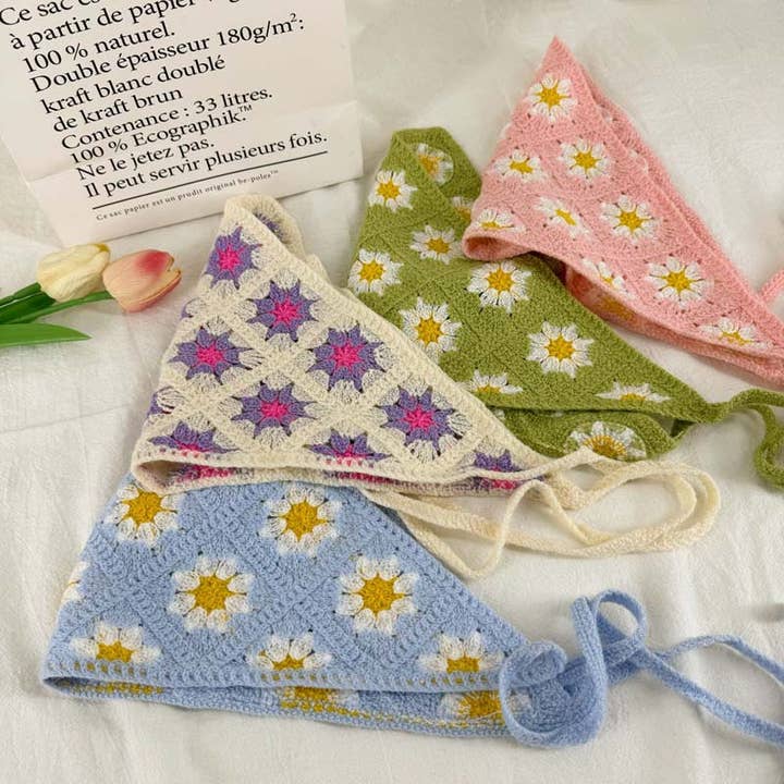 MKS America - Wholesale Bandana - Women's - Cherry Strawberry Floral checkered Crochet Bandana -56colors57