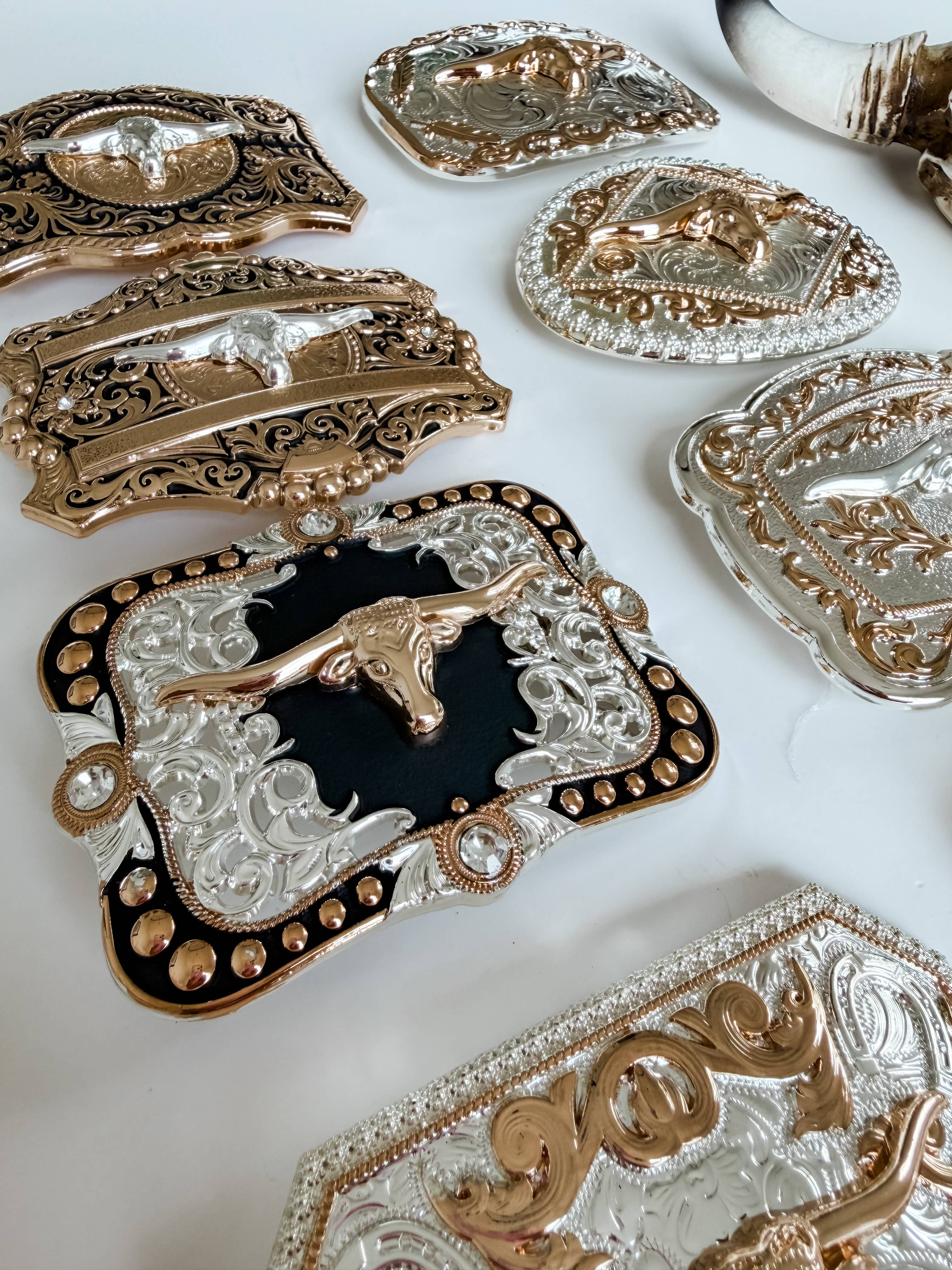 Boho Ranch Shop - Wholesale Belt Buckle - Unisex - Western Longhorn Steer Metal Belt Buckle4