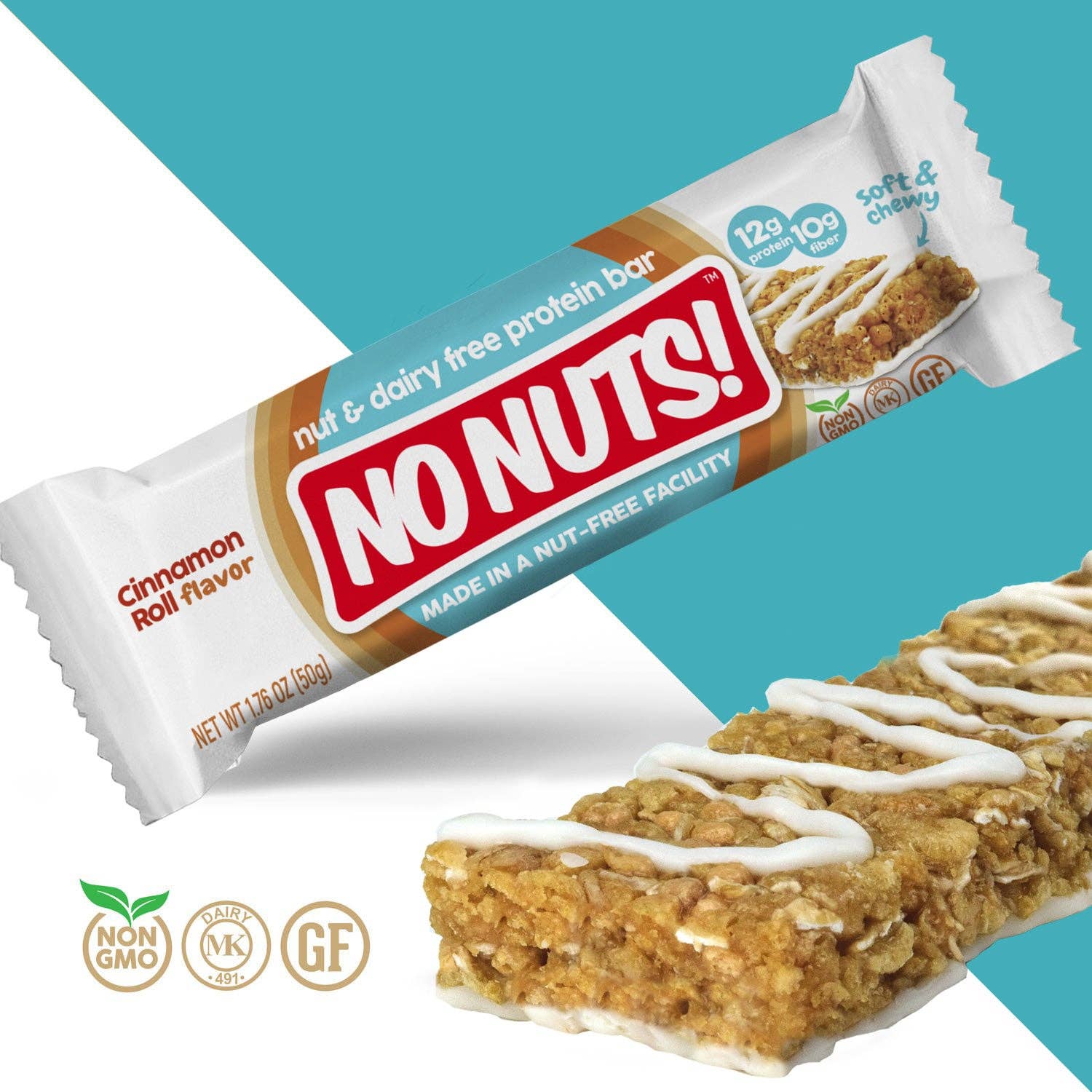No Nuts! - Wholesale Snack Bar - Cinnamon Roll Snack Bars - 12 Bar Pack6