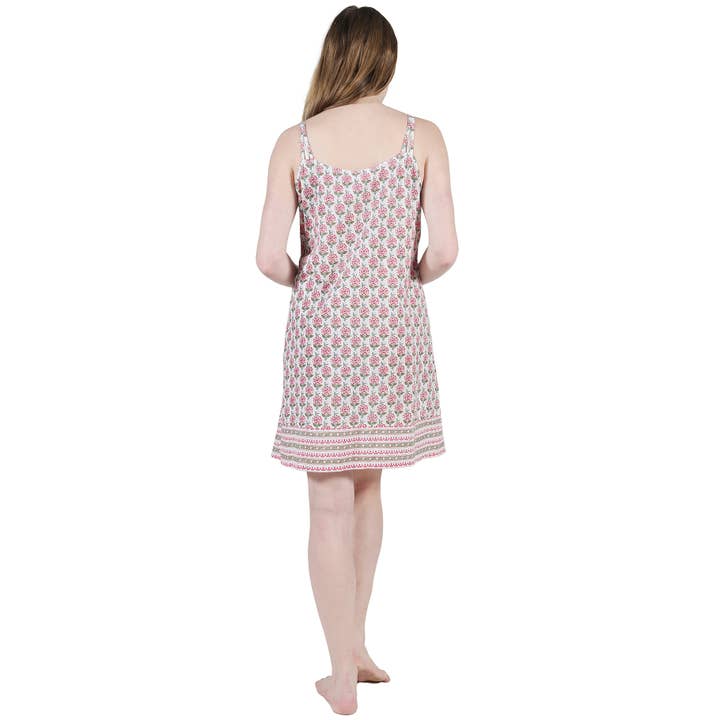 La Cera – wholesale Chemise – Women's – Red Paisley Block Print Cotton Chemise