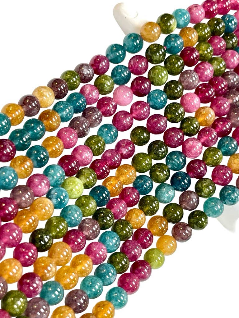 TRIVENI USA INC - Wholesale Beads - 8mm Tourmaline Quartz Gemstone Round Beads Strands 6