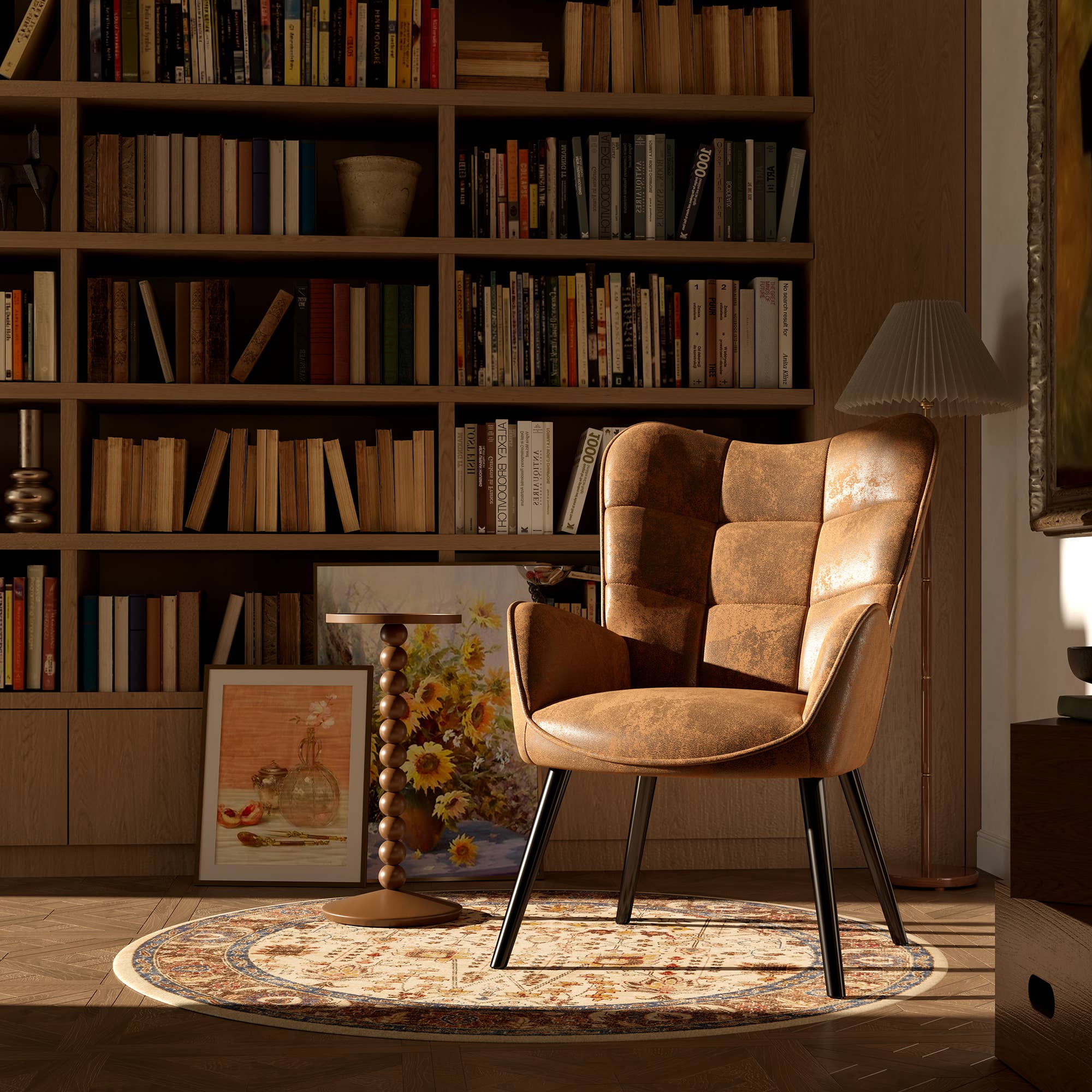 HOMYCASA DESIGN INC - Wholesale Chair - Modern Tufted Accent Chair with Suede Finish in Brown4