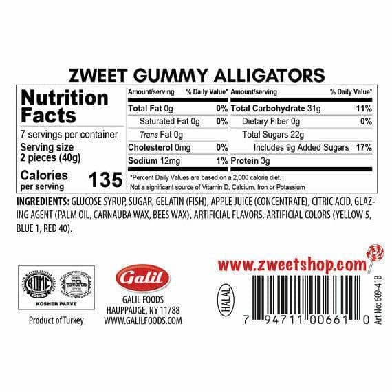Galil Brands - Wholesale Gummy - Gummy Alligators | Zweet | 10 oz