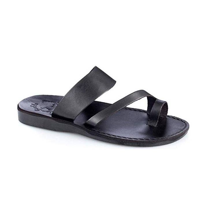Zohar - läder tå Ring Sandal | Svart för wholesale av Jerusalem Sandals