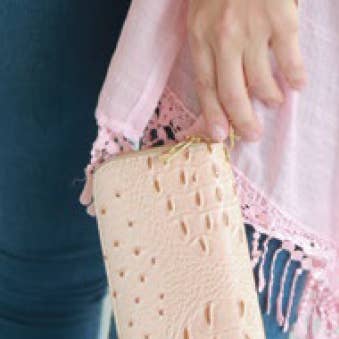 Ostrich Wallet with Wristlet - Assorted Colors for wholesale by Kaleidoscope Accessories