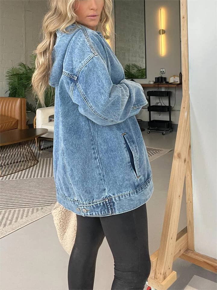 Rosa Clothing - Wholesale Hoodie - Women's - vintage washed denim pullover hoodie