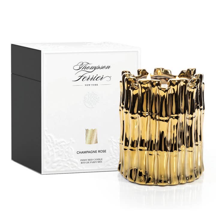Thompson Ferrier - Wholesale Jar/Filled Candle - Gold Bamboo Perfumed Candle - Champagne Rose