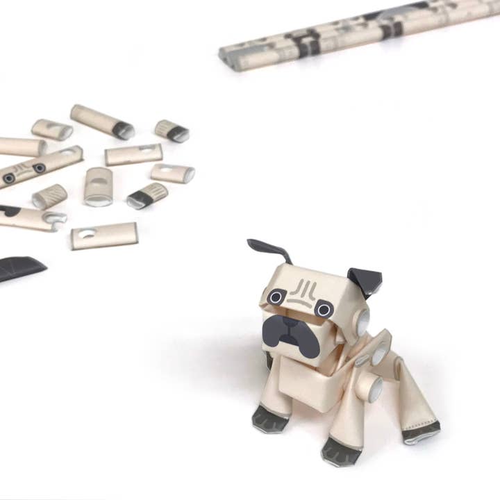 Magnote - Wholesale DIY Craft Kit - PIPEROID animals Dogs Pug - paper craft kit from Japan