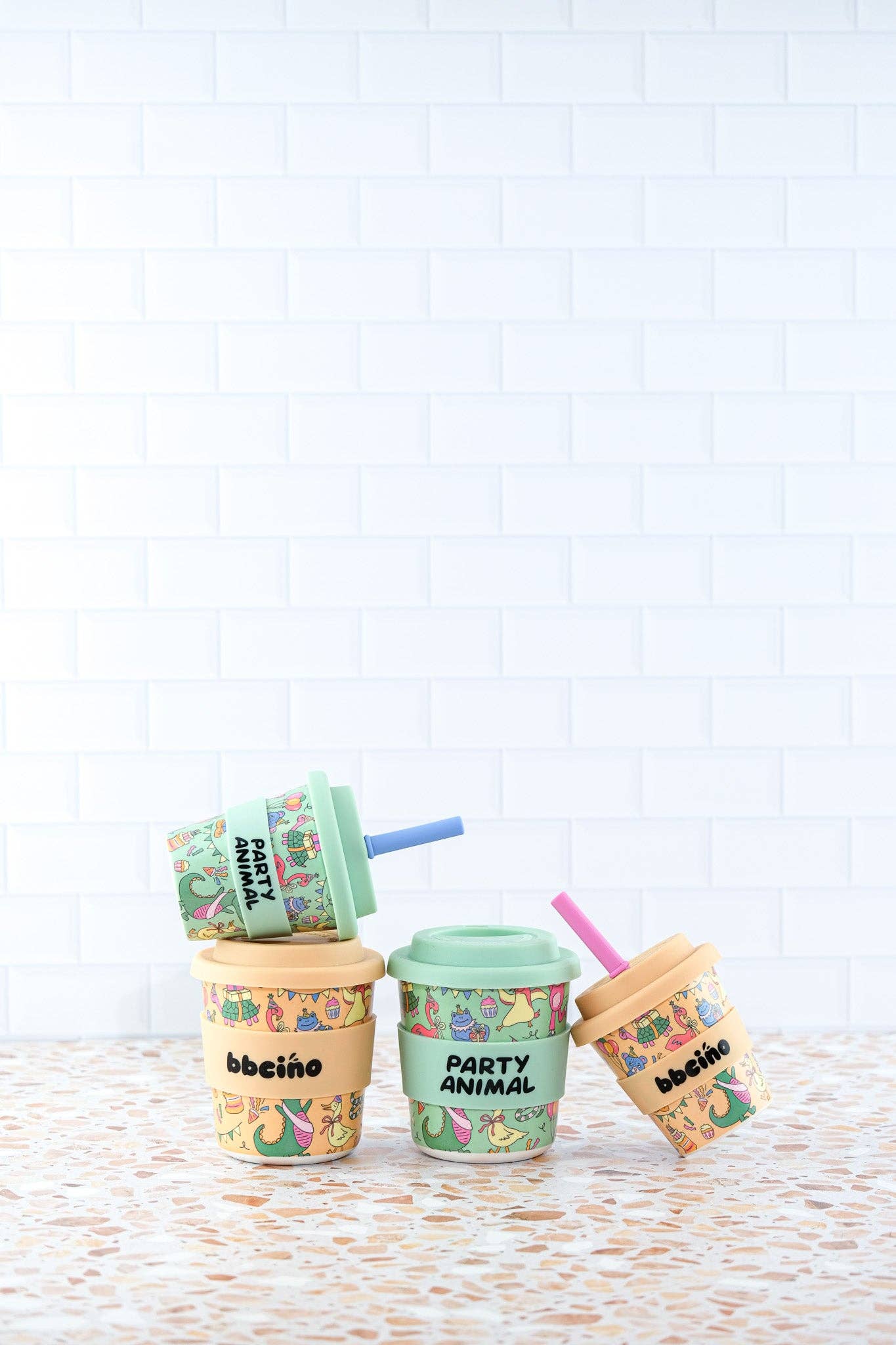 BBcino - Wholesale Drinking glass/cup – Kids & Baby - Party Animal in Orange Babycino Cup - 120ml (STRAW INCLUDED)7