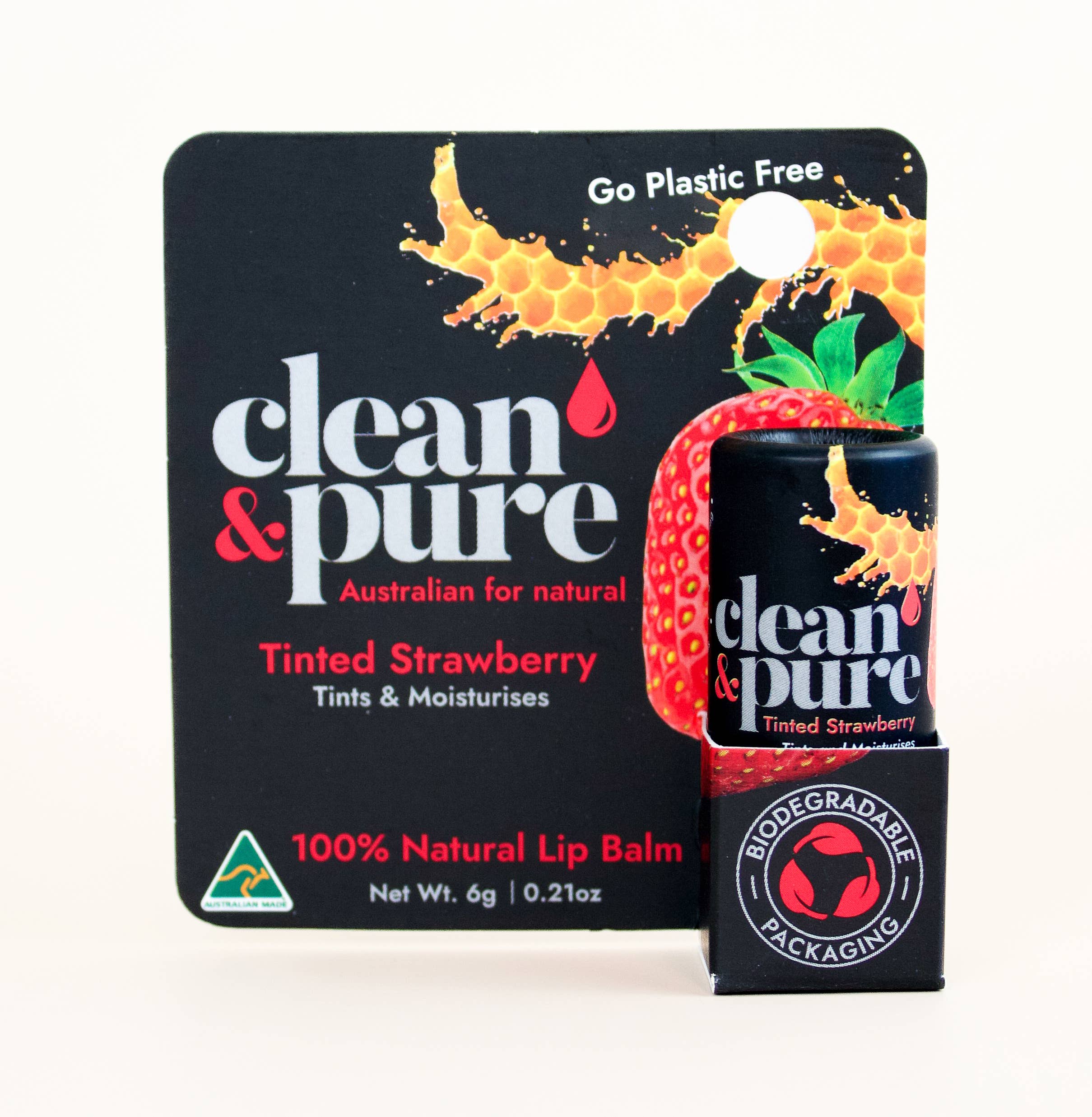 Clean & Pure - Wholesale Lip Balm - Go Plastic Free Tinted Strawberry Lip Balm 6.0g