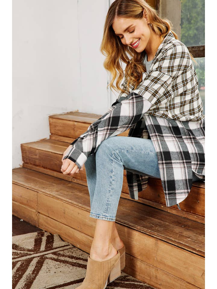 FSL Apparel - Wholesale Button Down Shirt - Women's - IJ1046 - MIXED PLAID BUTTON DOWN OVERSIZED SHIRT5